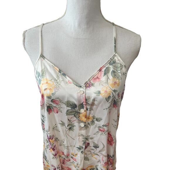 Barbizon White Floral Satin Chemise Night Dress M - Picture 3 of 8